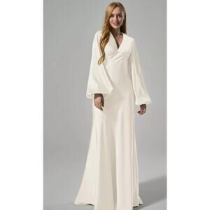 NWOT AW BRIDAL Satin Charmeuse Hyacinth Dress Ivory Size 2